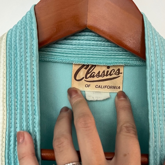 1970s Vintage Tiffany Blue Robe – Classics of California – Size M - Picture 4 of 5